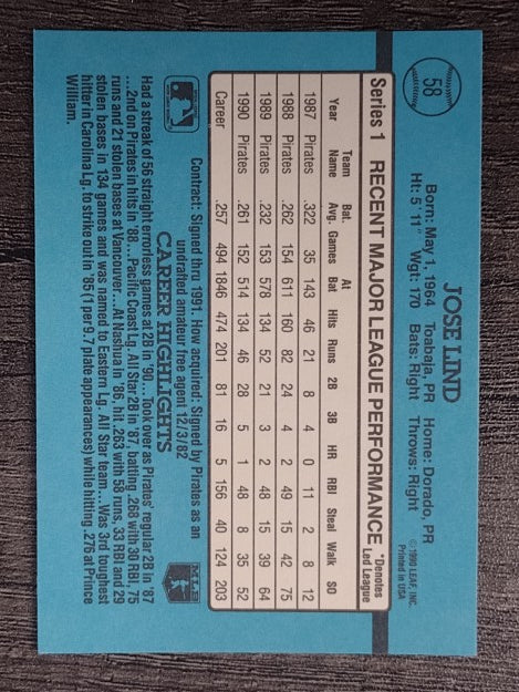 1991 Donruss #58 Jose Lind