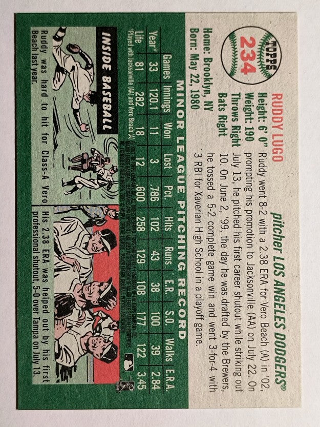 2003 Topps Heritage #234 Ruddy Lugo RC