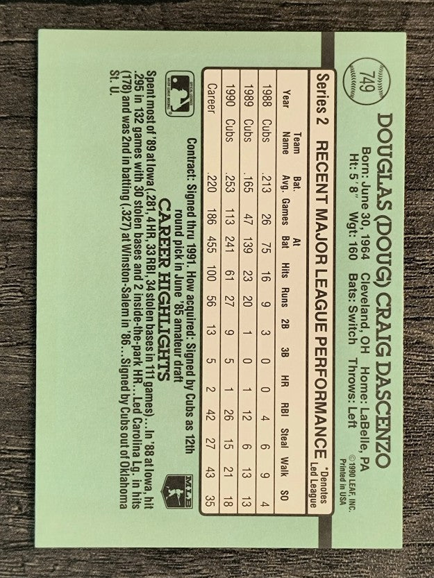 1991 Donruss #749 Doug Dascenzo
