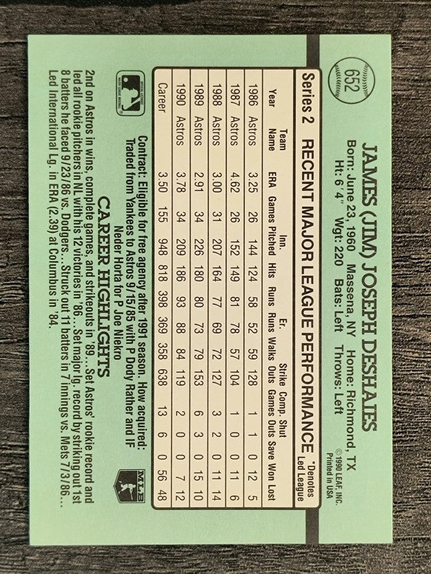 1991 Donruss #652 Jim Deshaies