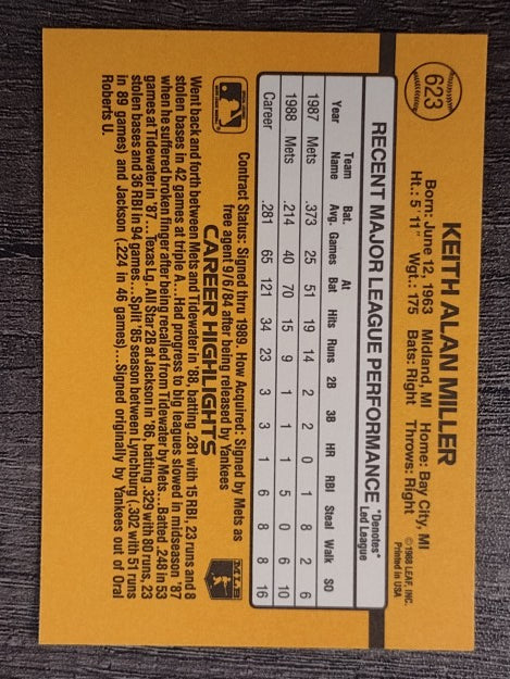 1989 Donruss #623 Keith A. Miller DP
