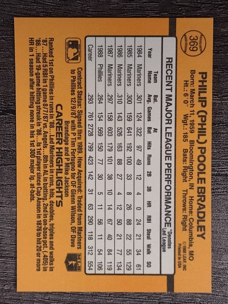 1989 Donruss #369 Phil Bradley