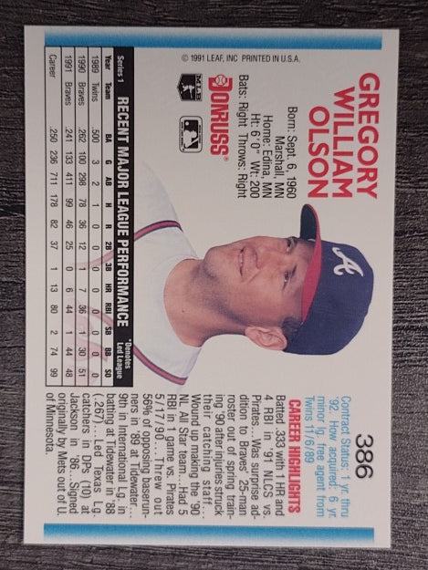 1992 Donruss #386 Greg Olson