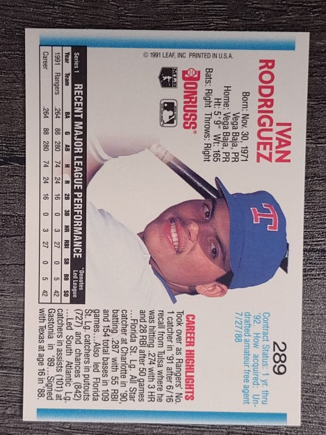 1992 Donruss #289 Ivan Rodriguez