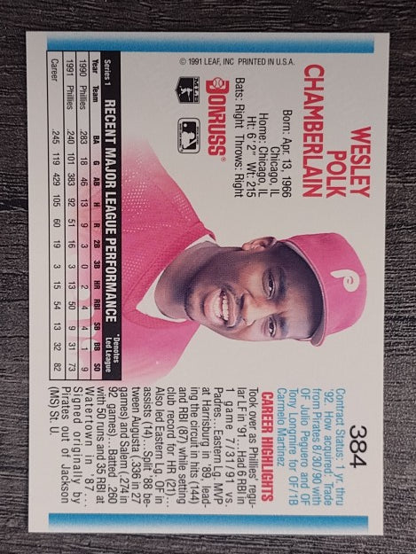 1992 Donruss #384 Wes Chamberlain