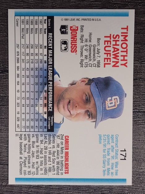1992 Donruss #171 Tim Teufel