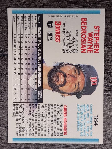 1992 Donruss #184 Steve Bedrosian