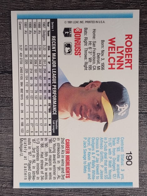 1992 Donruss #190 Bob Welch