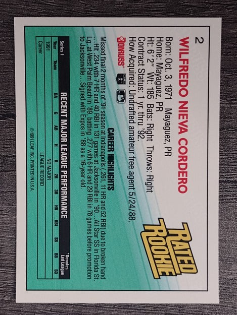 1992 Donruss #2 Wil Cordero