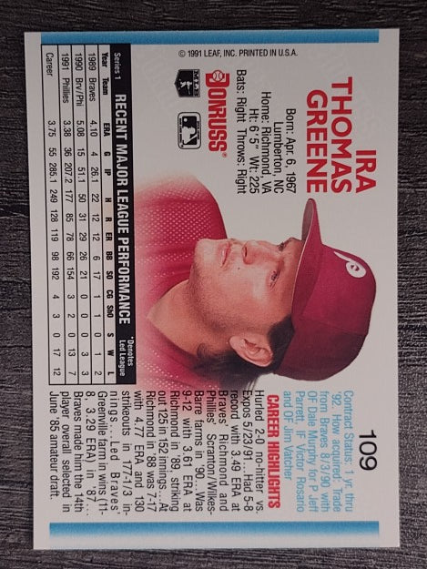 1992 Donruss #109 Tommy Greene