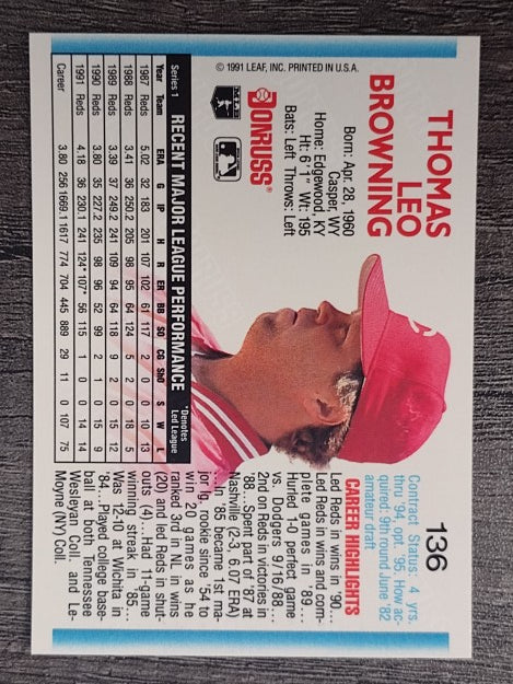 1992 Donruss #136 Tom Browning