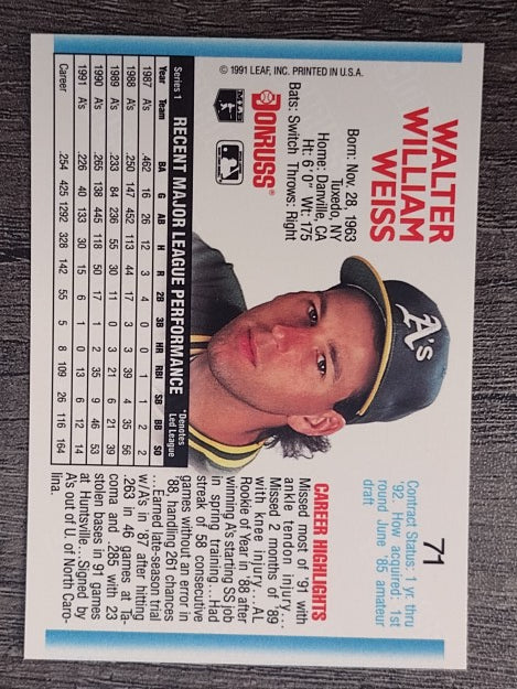 1992 Donruss #71 Walt Weiss