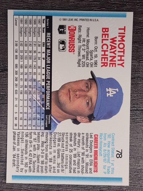 1992 Donruss #78 Tim Belcher