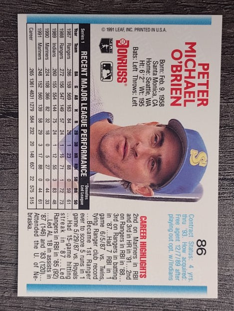 1992 Donruss #86 Pete O'Brien