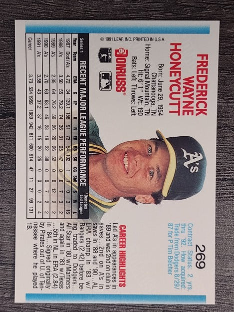 1992 Donruss #269 Rick Honeycutt