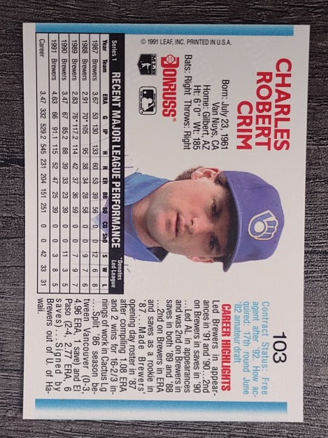 1992 Donruss #103 Chuck Crim