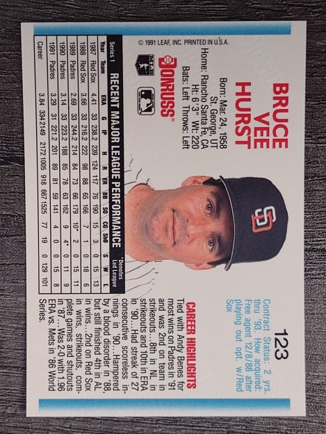 1992 Donruss #123 Bruce Hurst