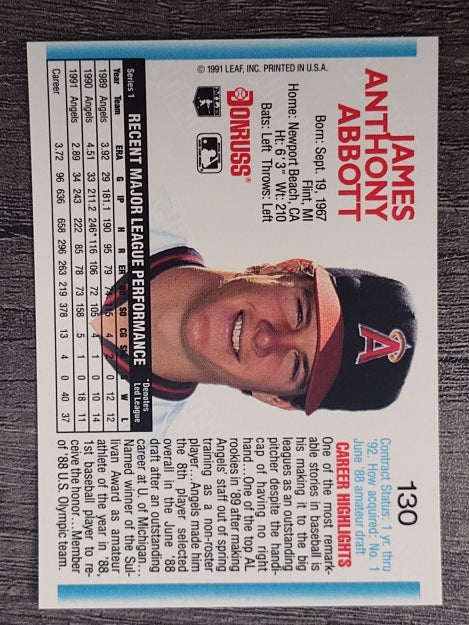 1992 Donruss #130 Jim Abbott