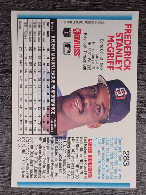 1992 Donruss #283 Fred McGriff
