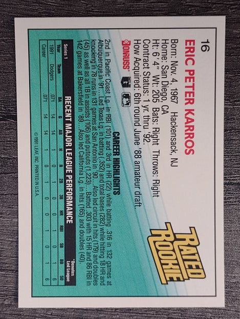 1992 Donruss #16 Eric Karros