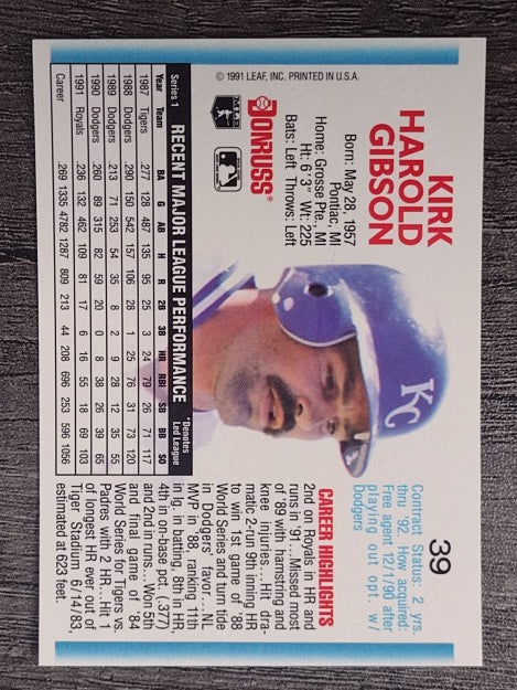 1992 Donruss #39 Kirk Gibson