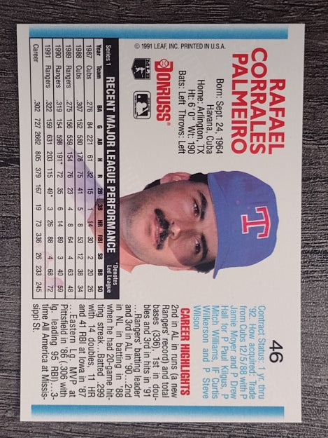 1992 Donruss #46 Rafael Palmeiro