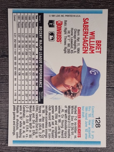 1992 Donruss #128 Bret Saberhagen