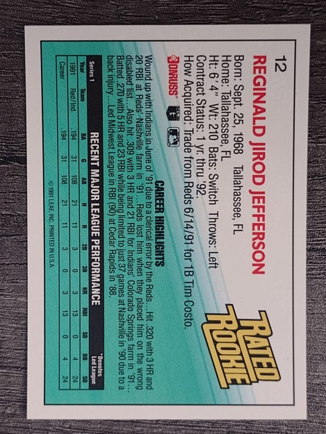 1992 Donruss #12 Reggie Jefferson RR