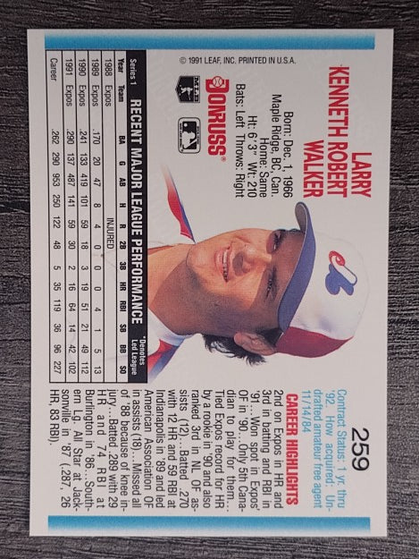 1992 Donruss #259 Larry Walker