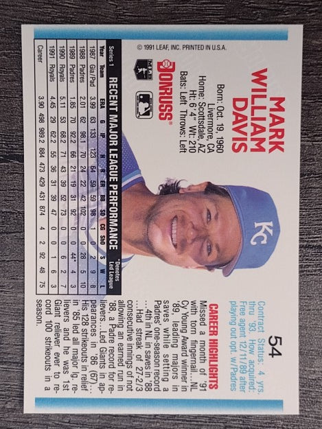 1992 Donruss #54 Mark Davis