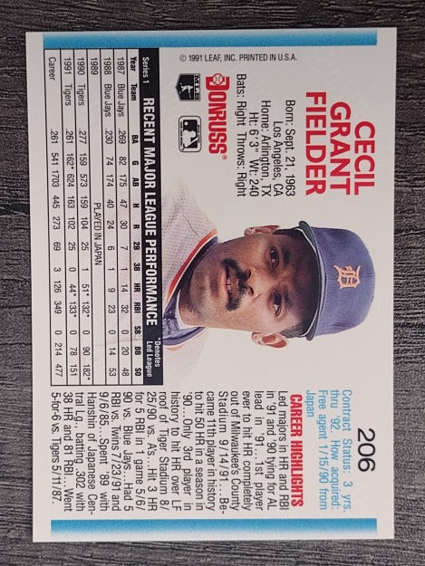 1992 Donruss #206 Cecil Fielder