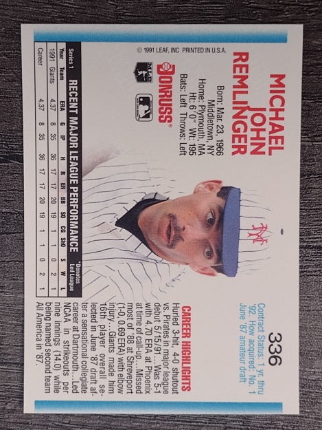 1992 Donruss #336 Mike Remlinger