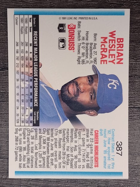 1992 Donruss #387 Brian McRae
