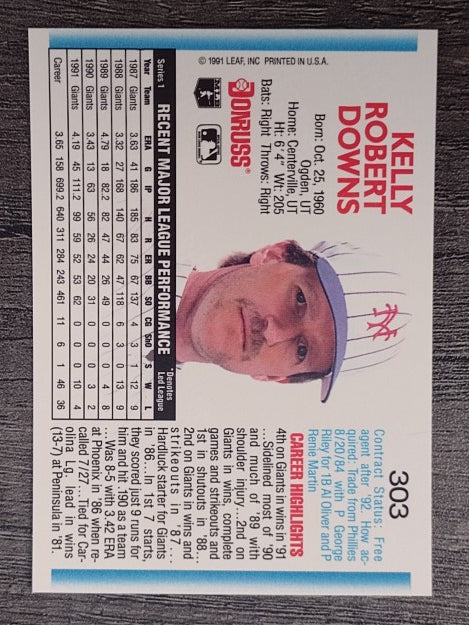 1992 Donruss #303 Kelly Downs