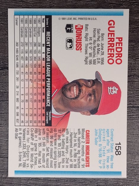 1992 Donruss #158 Pedro Guerrero