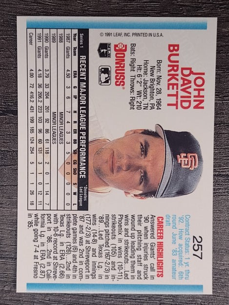 1992 Donruss #257 John Burkett