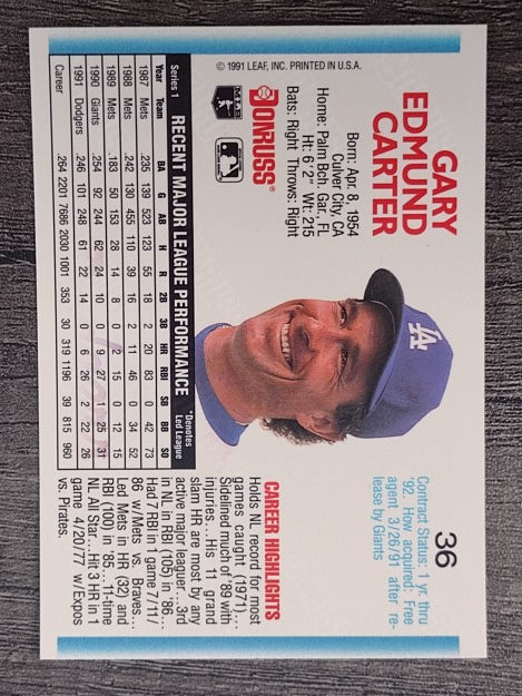 1992 Donruss #36 Gary Carter