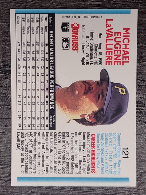 1992 Donruss #121 Mike LaValliere