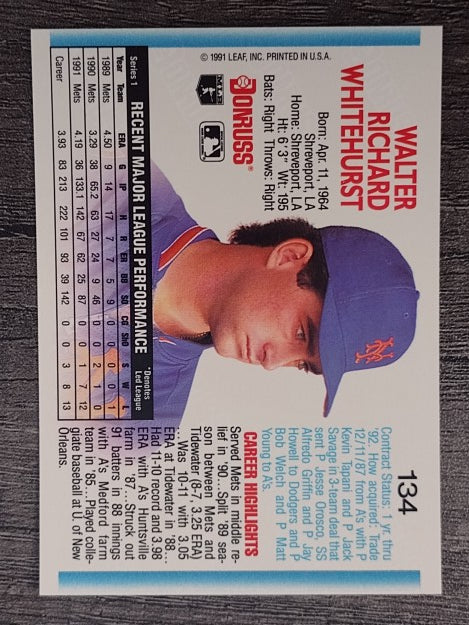 1992 Donruss #134 Wally Whitehurst