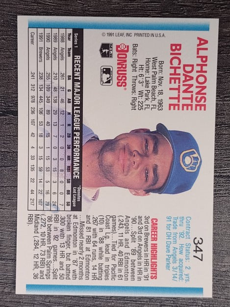1992 Donruss #347 Dante Bichette