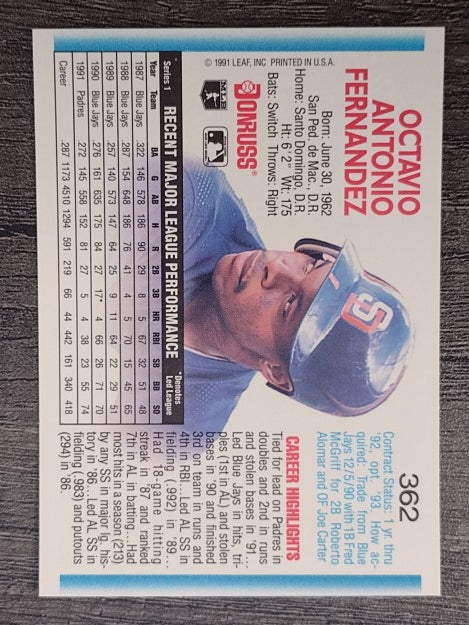 1992 Donruss #362 Tony Fernandez