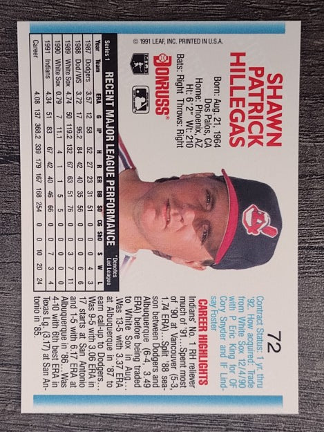 1992 Donruss #72 Shawn Hillegas