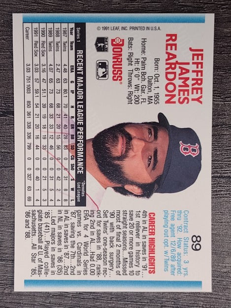 1992 Donruss #89 Jeff Reardon