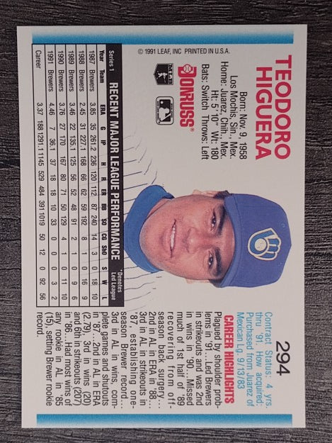 1992 Donruss #294 Ted Higuera