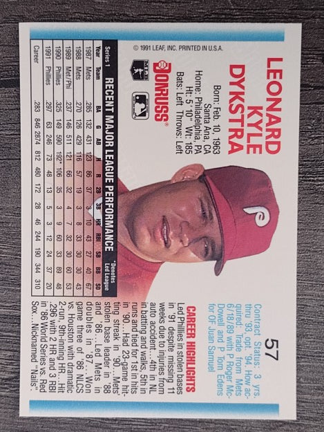 1992 Donruss #57 Len Dykstra