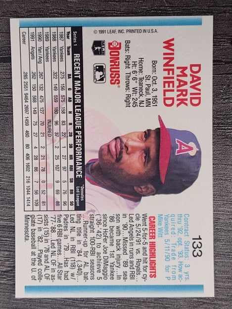1992 Donruss #133 Dave Winfield
