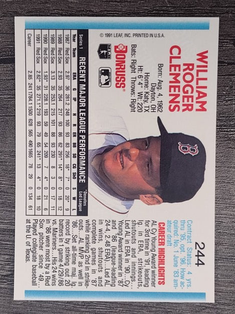 1992 Donruss #244 Roger Clemens