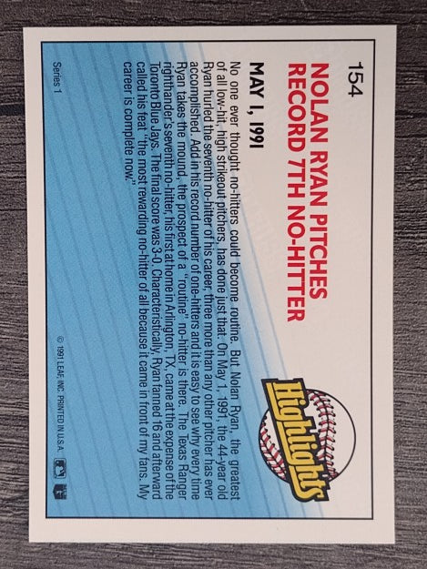1992 Donruss #154 Nolan Ryan HL