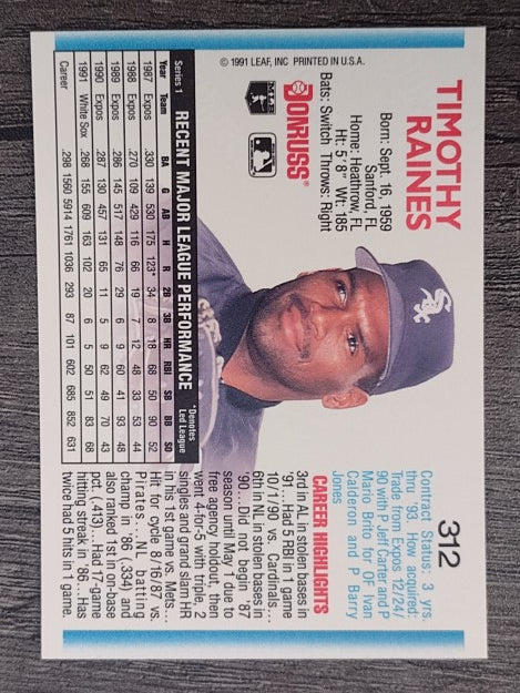 1992 Donruss #312 Tim Raines