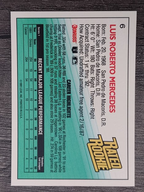 1992 Donruss #6 Luis Mercedes RR